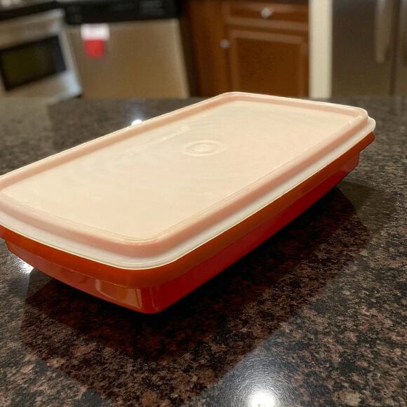 Vintage Tupperware Deli Meat Cheese Keeper Cold Cuts Lid 816 817 Paprika Red - Picture 8 of 8